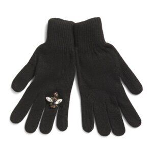 new STILESTRO Made In Italy Wool / Cashmere Blend Decor Ring Gloves black